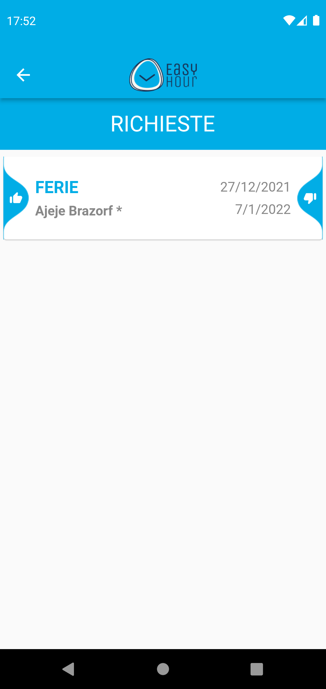 Approvazione o rifiuto delle ferie da parte del manager calendar